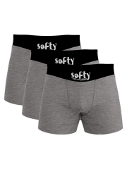 Softy 3'lü Penye Pamuk Erkek Boxer Seti  Gri