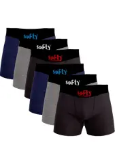 Softy 6'lı Penye Pamuk Erkek Boxer Seti | Karışık Renkli