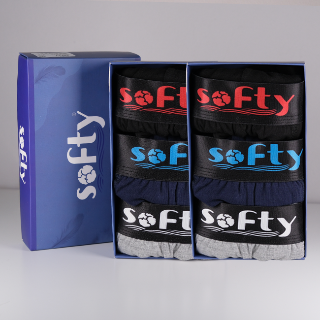 Softy 6’lı Pamuk Penye Erkek Boxer Seti – Premium Kutulu, Nefes Alan, Likralı Siyah Gri Lacivert