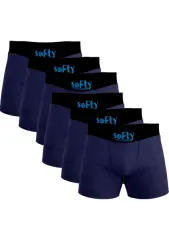 Softy 6'lı Penye Pamuk Erkek  Boxer Seti | Lacivert
