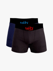 Softy 2’li Pamuk Penye Erkek Boxer Seti – Premium Kutulu, Nefes Alan, Likralı Siyah Lacivert