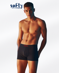 Softy Pamuk Penye Erkek Boxer – Premium Pamuk, Nefes Alan, Likralı Siyah