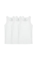 3’lü Erkek Pamuklu Atlet Seti – Beyaz İç Giyim Nefes Alabilen %100 Pamuk Kutulu