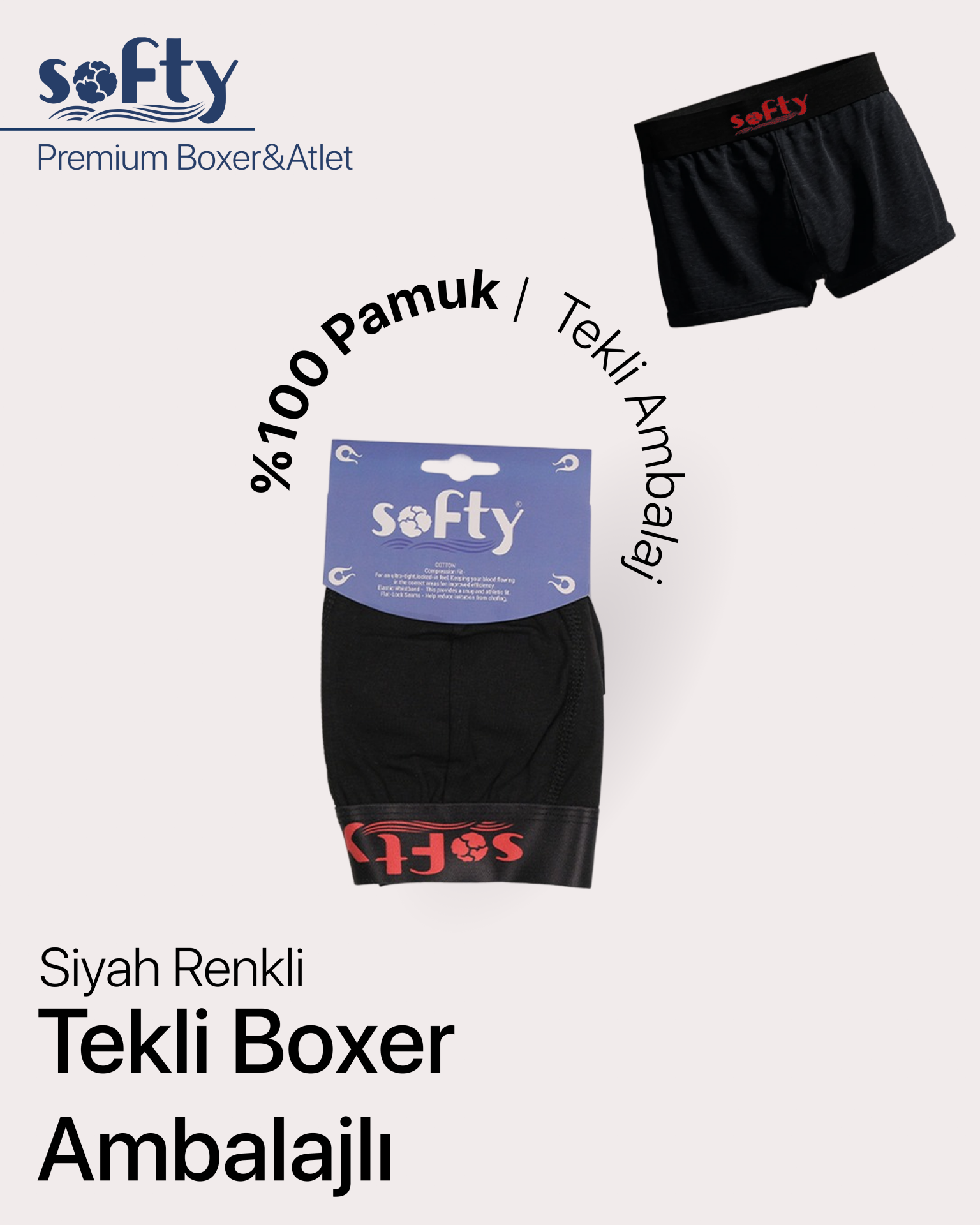 Siyah Renkli | Tekli Boxer Ambalajlı